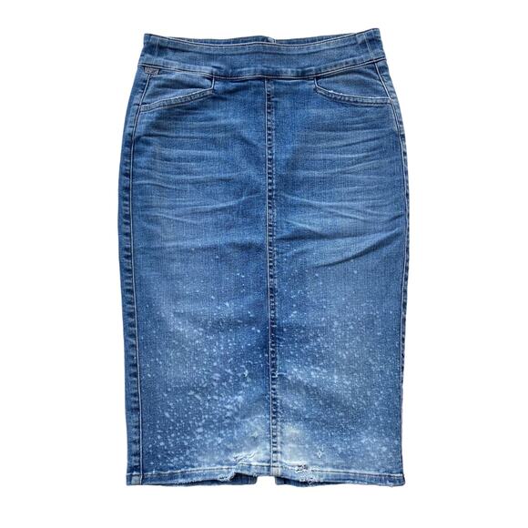 New Citizens of Humanity Denim Bleach Splatter Destroyed Pencil Jean Skirt 27 - Picture 6 of 14